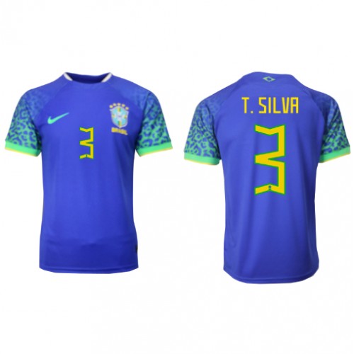 Brasilien Thiago Silva #3 Udebanetrøje VM 2022 Kort ærmer